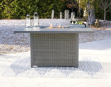 Gray Palazzo RECT Bar Table w/Fire Pit | Ashley