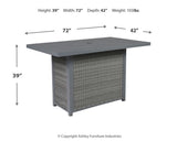 Gray Palazzo RECT Bar Table w/Fire Pit | Ashley