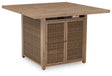 Ashley Driftwood Walton Bridge Square Bar Table w/Fire Pit | Home Elegance USA