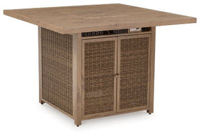 Ashley Driftwood Walton Bridge Square Bar Table w/Fire Pit | Home Elegance USA