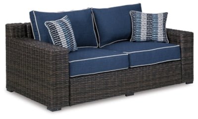 Ashley Brown/Blue Grasson Lane Loveseat w/Cushion - P783 - 835 - Home Elegance USA - 1