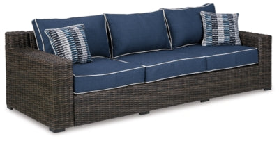 Ashley Brown/Blue Grasson Lane Sofa with Cushion