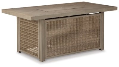 Beige Beachcroft Rectangular Fire Pit Table | Ashley | Home Elegance USA