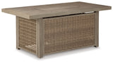 Ashley Beige Beachcroft Rectangular Fire Pit Table