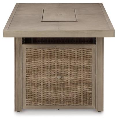 Beige Beachcroft Rectangular Fire Pit Table | Ashley