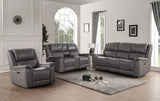 Palmer Motion Living Room Set with P2 power sofa (87×39×41), console loveseat (76×39×41), and optional power recliner (41×39×41). Top grain Italian leather.