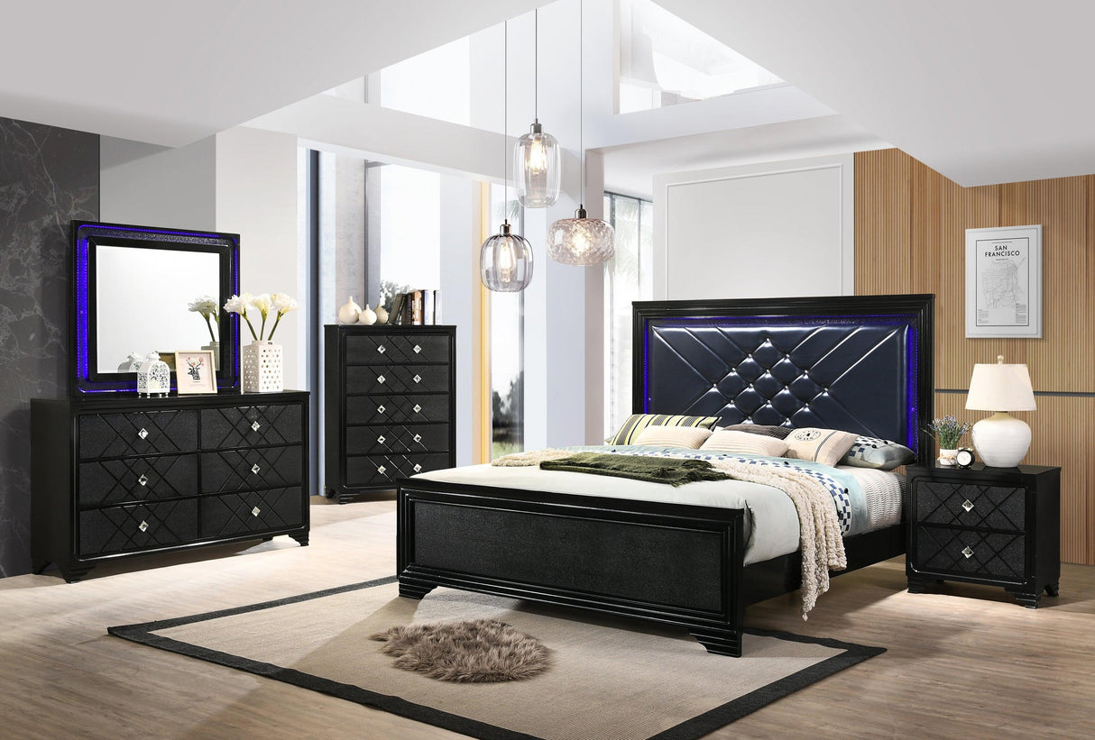 Penelope 5-Piece Bedroom Set In Midnight Star And Black By Coaster Furniture - Home Elegance USA