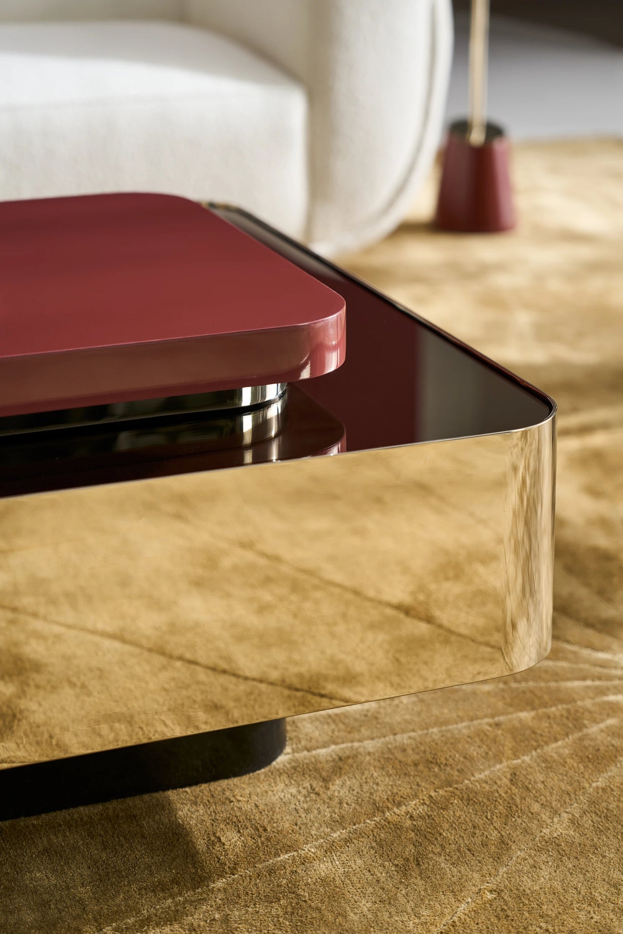 Periphery Cocktail Table with Smoked Bronze Mirror Top | Caracole Classic