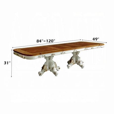 Picardy Dining Table 63460 Antique Pearl & Cherry Oak Finish | Acme - sold by Home Elegance USA