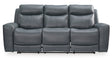 Power Reclining Sofa Steel Mindanao Adjustable Headrest Gray Leather - Ashley - Home Elegance USA