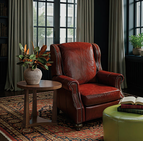 Sillón reclinable manual Drake en cuero rojo Balmoral Cornwall – Muebles Hooker