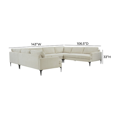   TOV Furniture Serena Velvet U-Sectional with Black Legs  -  Home Elegance USA