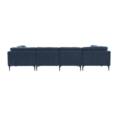   TOV Furniture Serena Velvet U-Sectional with Black Legs  -  Home Elegance USA