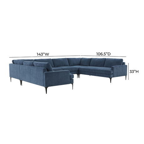   TOV Furniture Serena Velvet U-Sectional with Black Legs  -  Home Elegance USA