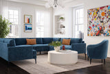   TOV Furniture Serena Velvet U-Sectional with Black Legs  -  Home Elegance USA