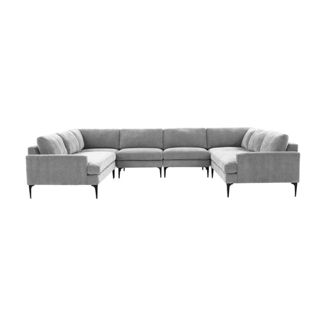   TOV Furniture Serena Velvet U-Sectional with Black Legs  -  Home Elegance USA