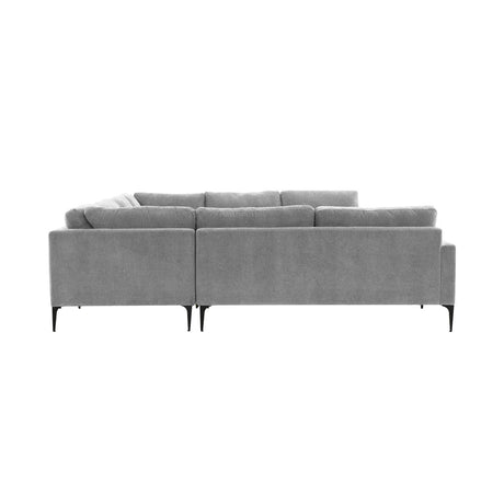   TOV Furniture Serena Velvet U-Sectional with Black Legs  -  Home Elegance USA