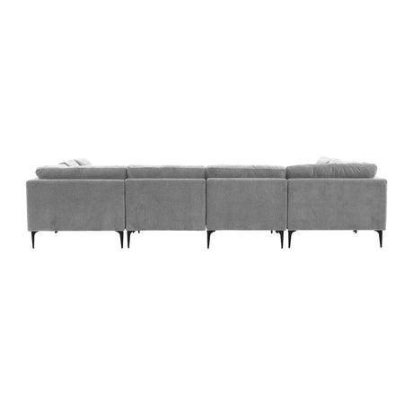   TOV Furniture Serena Velvet U-Sectional with Black Legs  -  Home Elegance USA