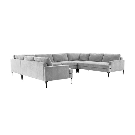   TOV Furniture Serena Velvet U-Sectional with Black Legs  -  Home Elegance USA