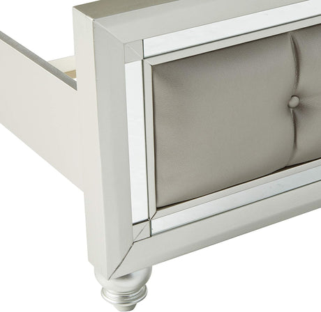 Riley Upholstered Silver Bed with Crystal Tufting – Global - sold by Home Elegance USA
