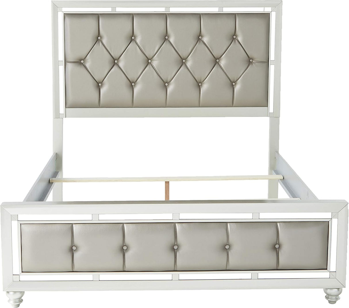 Riley Upholstered Silver Bed with Crystal Tufting – Global - Home Elegance USA
