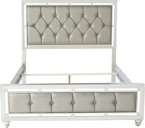 Riley Upholstered Silver Bed with Crystal Tufting – Global - sold by Home Elegance USA