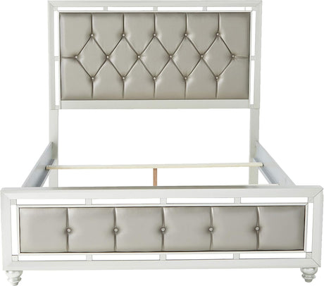 Riley Upholstered Silver Bed with Crystal Tufting – Global - Home Elegance USA