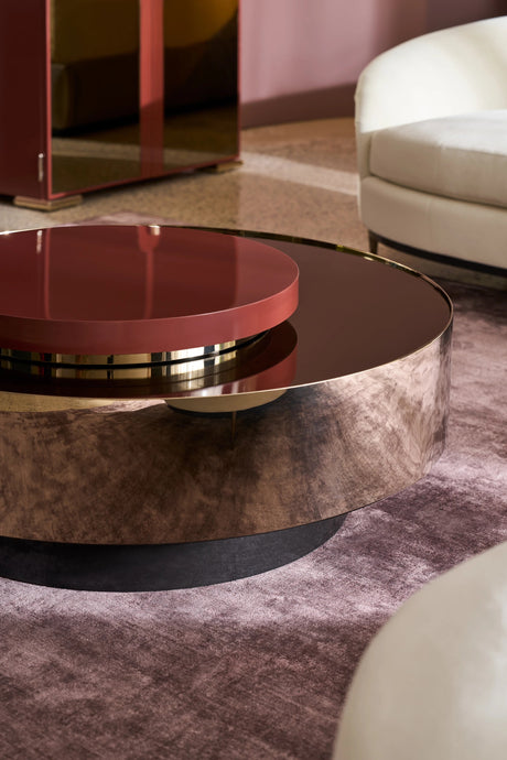 Radius Cocktail Table Smoked Bronze Mirror Top | Caracole Classic