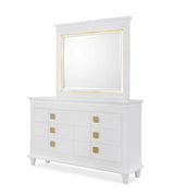 Rebecca Dresser & Mirror by Cosmos Furniture in white and gold.