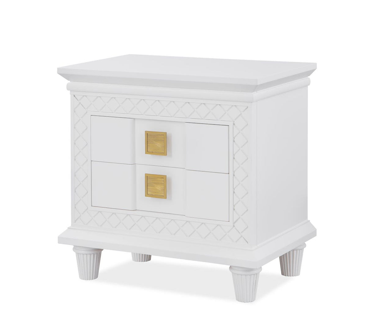 Rebecca Nightstand by Cosmos Furniture in white and gold.