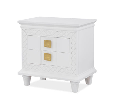 Rebecca Nightstand by Cosmos Furniture in white and gold.
