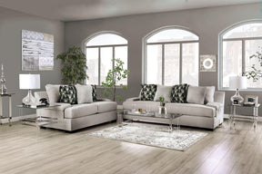 Reigate Transitional Light Gray Chenille Sofa and Loveseat by Furniture of America