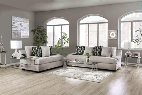 Reigate Transitional Light Gray Chenille Sofa and Loveseat by Furniture of America Furniture of America