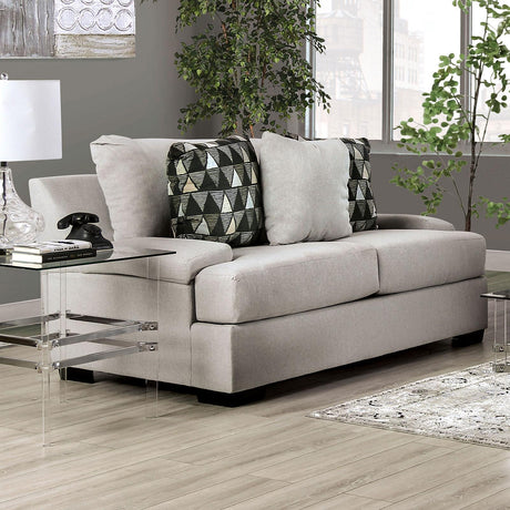 Reigate Transitional Light Gray Chenille Sofa and Loveseat by Furniture of America Furniture of America