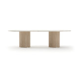 Rhythm Oval Travertine Dining Table 112 Inch | Caracole Classic