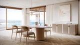 Rhythm Oval Travertine Dining Table 112 Inch | Caracole Classic