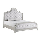 Roma Bed by Cosmos Furniture in silver finish with tufted headboard. Includes Queen/King bed (HB/FB/rails)
