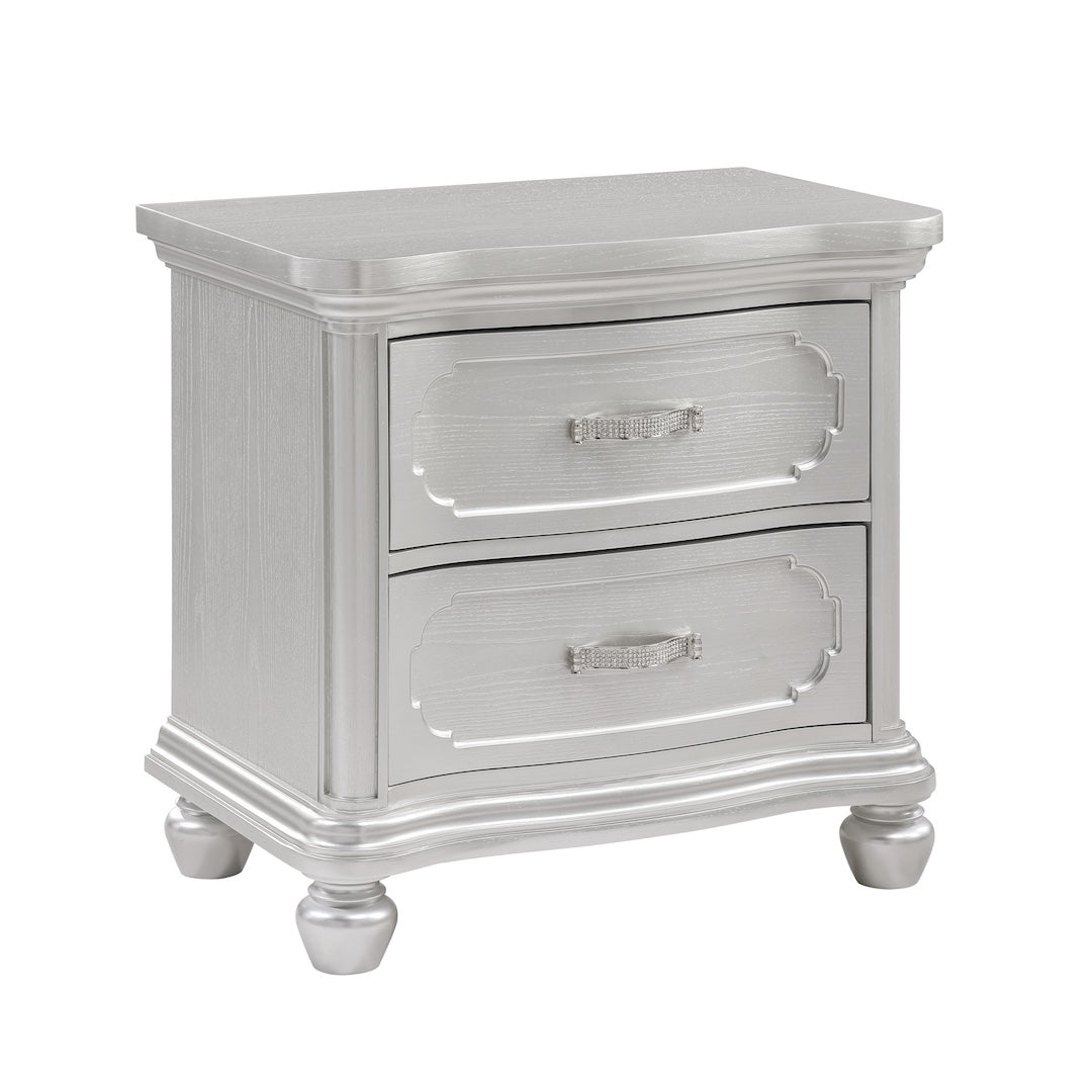 Roma Nightstand by Cosmos Furniture in silver finish