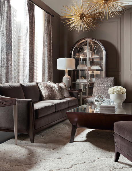 Sophia Sofa – Mid-Century Leather & Fabric Sofa in Caviar Finish | Hooker Furniture