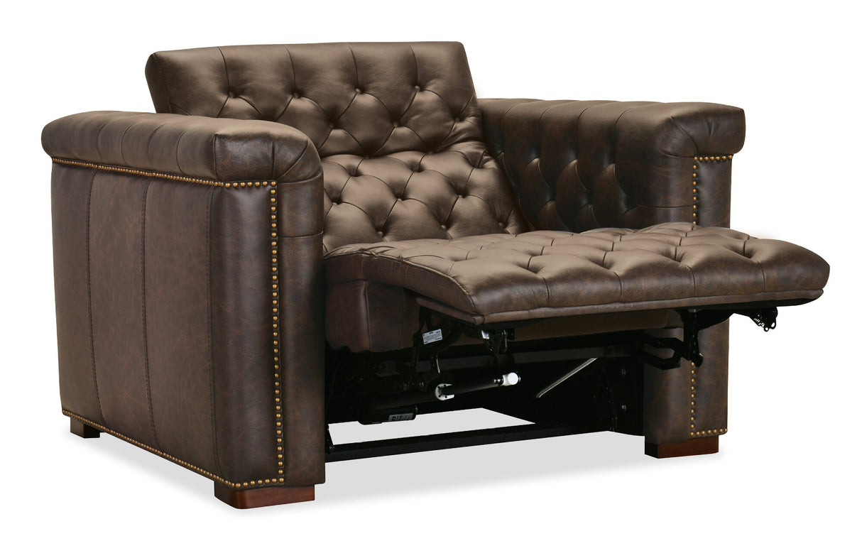 Savion Deux Power Recliner with Power Headrest by Hooker Furniture in West Saddlewood Leather