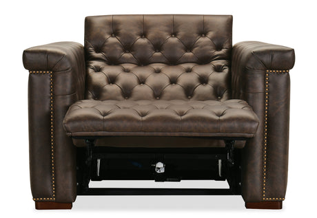 Savion Deux Power Recliner with Power Headrest by Hooker Furniture in West Saddlewood Leather