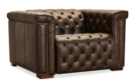 Savion Deux Power Recliner with Power Headrest by Hooker Furniture in West Saddlewood Leather