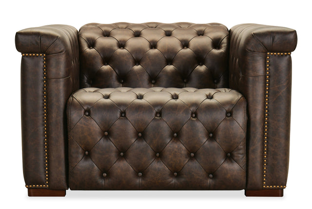 Savion Deux Power Recliner with Power Headrest by Hooker Furniture in West Saddlewood Leather