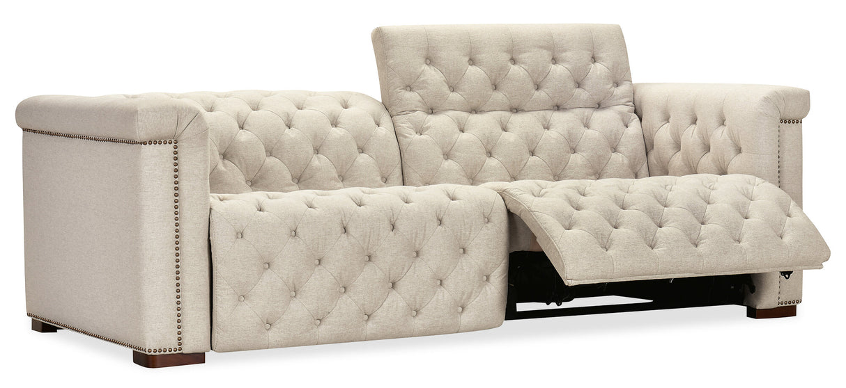 Savion Deux Sofa with Power Recliners & Power Headrests by Hooker Furniture in Aries Beach Fabric