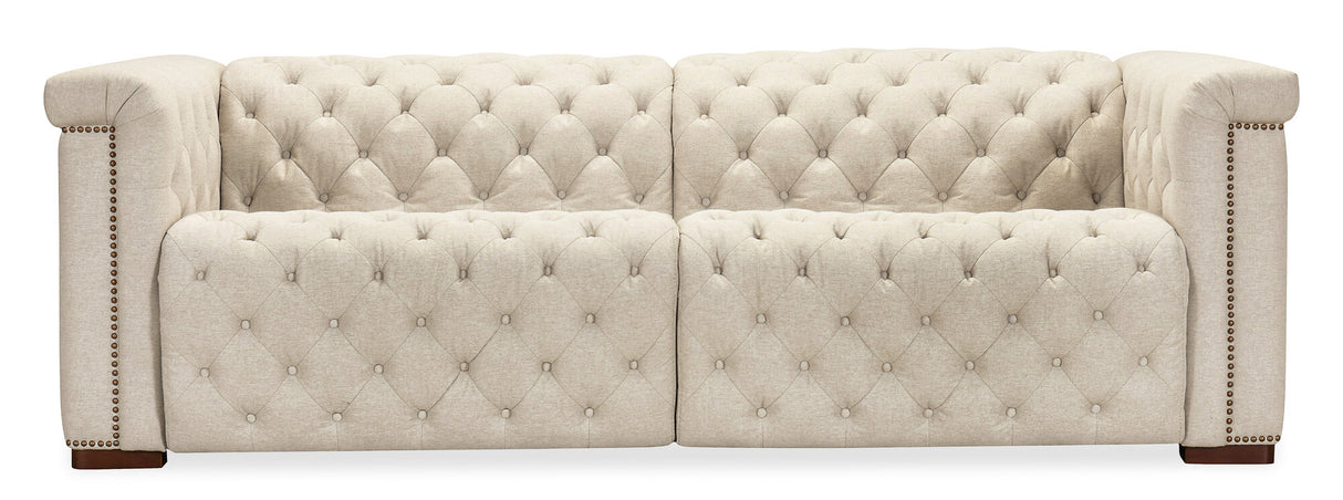 Savion Deux Sofa with Power Recliners & Power Headrests by Hooker Furniture in Aries Beach Fabric