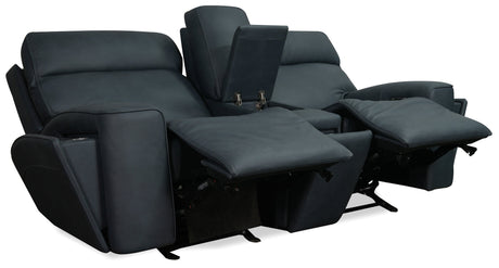 Riverton Power Gliding Console Loveseat with Power Headrest and Lumbar | Dante Afterdusk Leather | USB Port | Hidden Storage - sold by Home Elegance USA