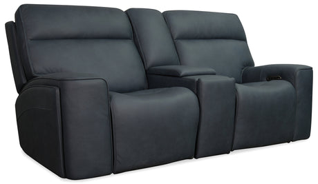 Riverton Power Gliding Console Loveseat with Power Headrest and Lumbar | Dante Afterdusk Leather | USB Port | Hidden Storage - sold by Home Elegance USA