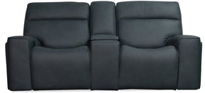 Riverton Power Gliding Console Loveseat with Power Headrest and Lumbar | Dante Afterdusk Leather | USB Port | Hidden Storage - sold by Home Elegance USA