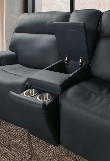 Riverton Power Gliding Console Loveseat with Power Headrest and Lumbar | Dante Afterdusk Leather | USB Port | Hidden Storage - sold by Home Elegance USA