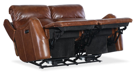 Harlan Zero Gravity Loveseat with Power Recline & Power Headrest by Hooker Furniture in Carrington Walnut Leather
